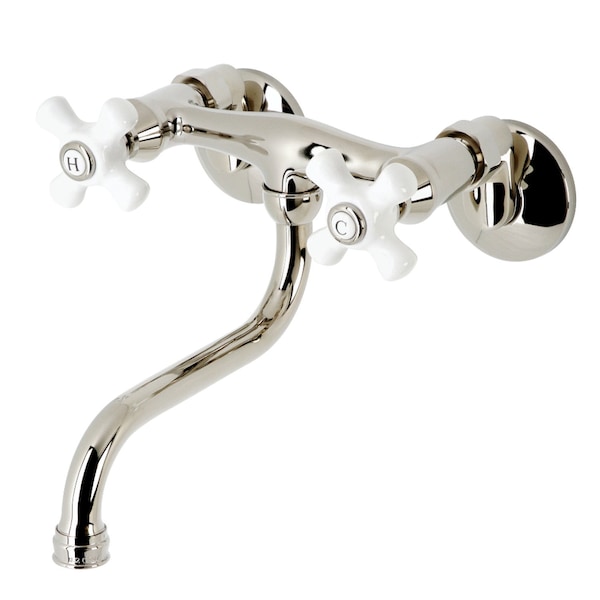 Kingston Brass KS616PN Two-Handle Wall Mount Bathroom Faucet, Polished Nickel KS616PN - main